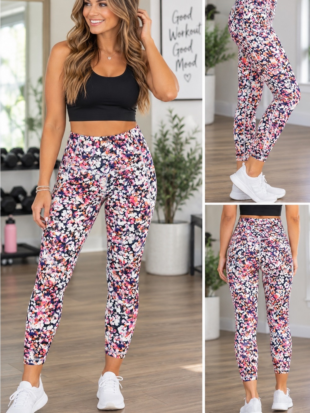 Old Navy Pink Multi Floral High-Rise 7/8 Leggings